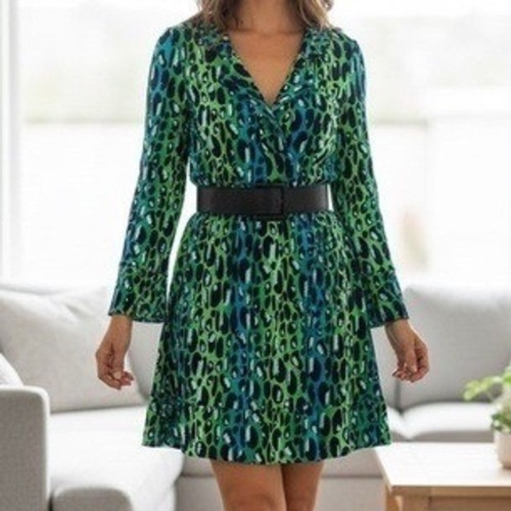 Diane Von Furstenberg‎ Silk Leopard Mini Dress Bold Glam Resort Size 6 - Picture 2 of 6